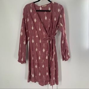 Faherty Isabella Longsleeve Cotton Wrap Dress Size S